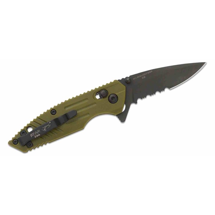 Couteau Bear OPS Mini Rancor IX Lame Acier D2 Black Serrated Manche OD Green Zytel USA BCMC900OD7BSR - Livraison Gratuite