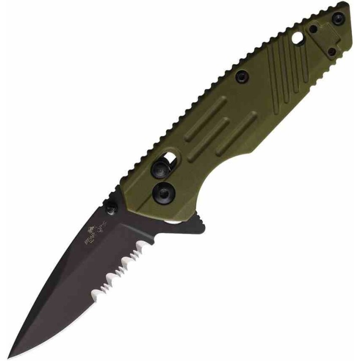 Couteau Bear OPS Mini Rancor IX Lame Acier D2 Black Serrated Manche OD Green Zytel USA BCMC900OD7BSR - Livraison Gratuite