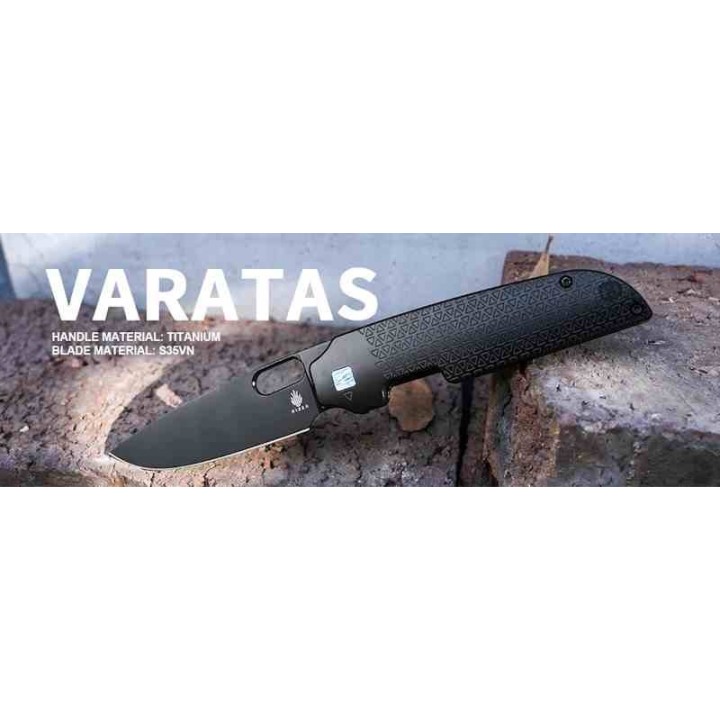 Couteau Kizer Varatas Black Titane Lame Acier S35VN BLK IKBS Frame Lock Clip KI3637A2 - Livraison Gratuite