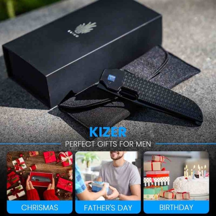 Couteau Kizer Varatas Black Titane Lame Acier S35VN BLK IKBS Frame Lock Clip KI3637A2 - Livraison Gratuite