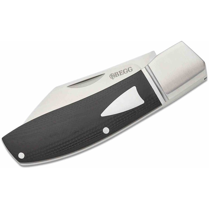 Couteau Begg Knives Traditional Large Slipjoint Lame Acier 14C28N Sheepsfoot Manche Black G10 BG035 - Livraison Gratuite