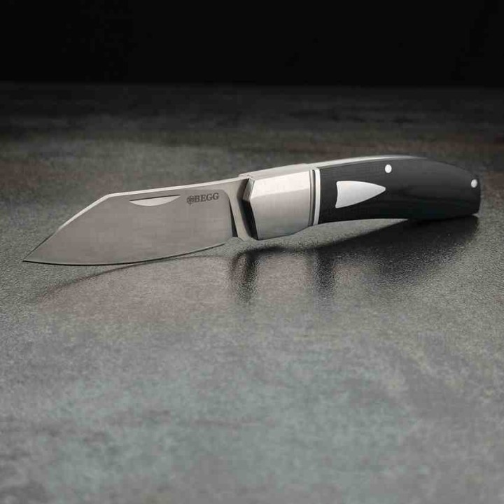 Couteau Begg Knives Traditional Large Slipjoint Lame Acier 14C28N Sheepsfoot Manche Black G10 BG035 - Livraison Gratuite