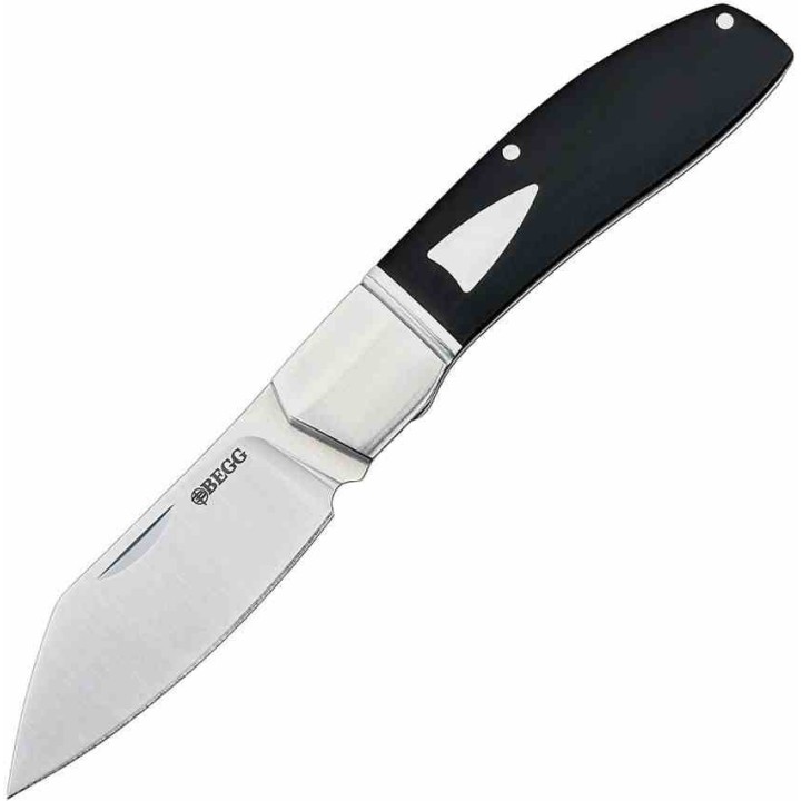 Couteau Begg Knives Traditional Large Slipjoint Lame Acier 14C28N Sheepsfoot Manche Black G10 BG035 - Livraison Gratuite