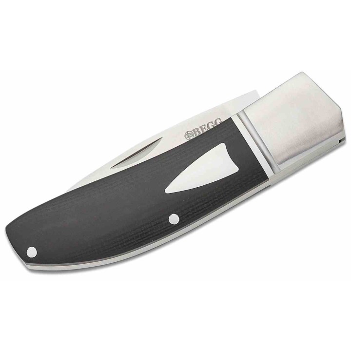 Couteau Begg Knives Traditional Large Slipjoint Lame Acier 14C28N Drop Point Manche Black G10 BG037 - Livraison Gratuite
