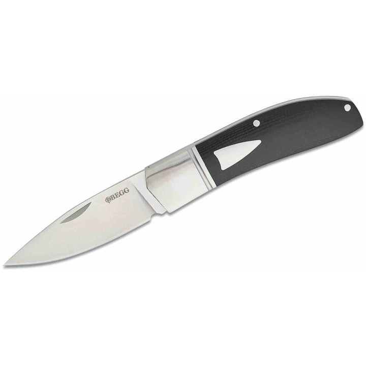 Couteau Begg Knives Traditional Large Slipjoint Lame Acier 14C28N Drop Point Manche Black G10 BG037 - Livraison Gratuite