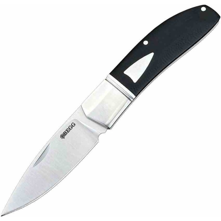 Couteau Begg Knives Traditional Large Slipjoint Lame Acier 14C28N Drop Point Manche Black G10 BG037 - Livraison Gratuite