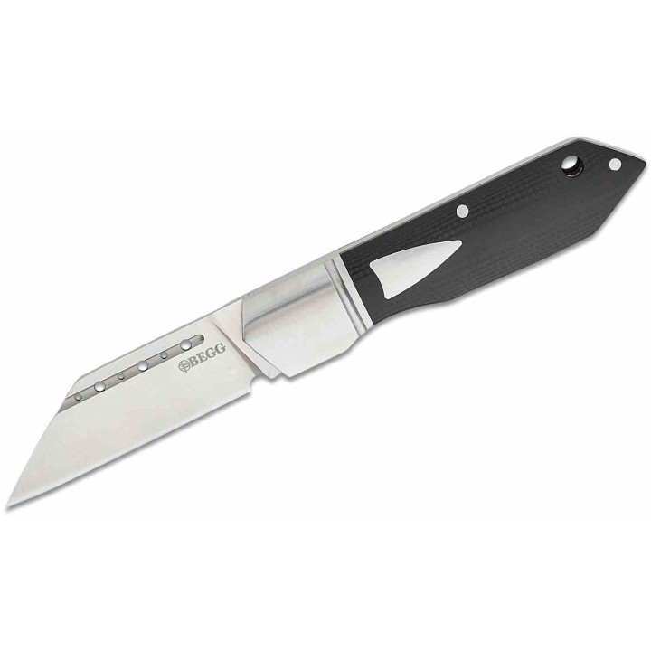 Couteau Begg Knives Traditional Large Slipjoint Lame Acier 14C28N Tanto Reverse Manche Black G10 BG036 - Livraison Gratuite