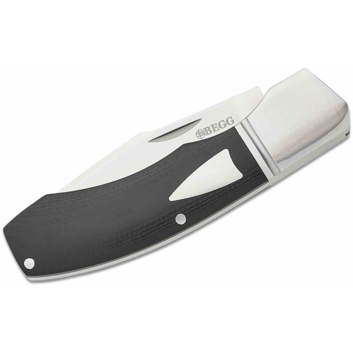Couteau Begg Knives Traditional Large Slipjoint Lame Acier 14C28N Recurve Manche Black G10 BG038 - Livraison Gratuite