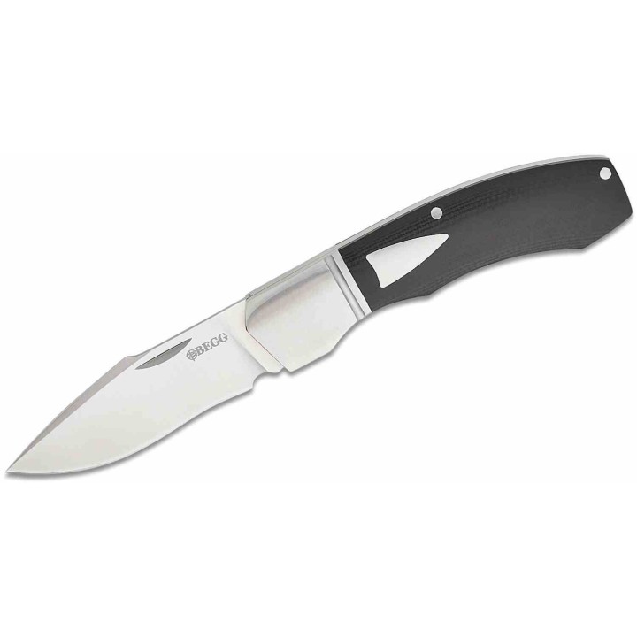 Couteau Begg Knives Traditional Large Slipjoint Lame Acier 14C28N Recurve Manche Black G10 BG038 - Livraison Gratuite