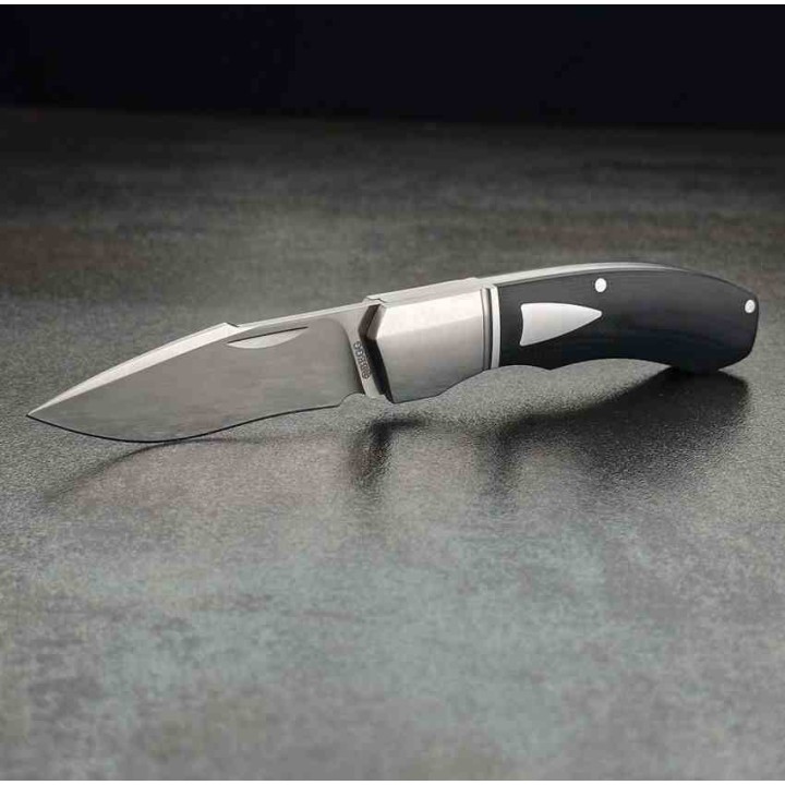 Couteau Begg Knives Traditional Large Slipjoint Lame Acier 14C28N Recurve Manche Black G10 BG038 - Livraison Gratuite