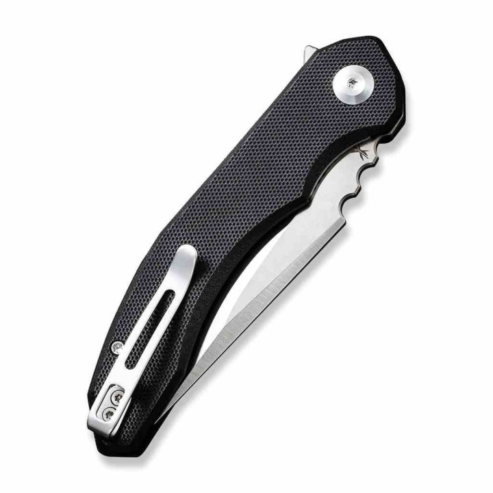 Couteau CIVIVI Bluetick Black Manche G10 Lame Drop Point Acier 14C28N Satin IKBS Linerlock CLip CIVC230501 - Livraison Gratuite