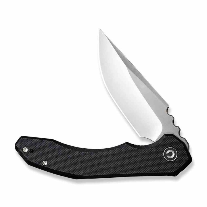 Couteau CIVIVI Bluetick Black Manche G10 Lame Drop Point Acier 14C28N Satin IKBS Linerlock CLip CIVC230501 - Livraison Gratuite