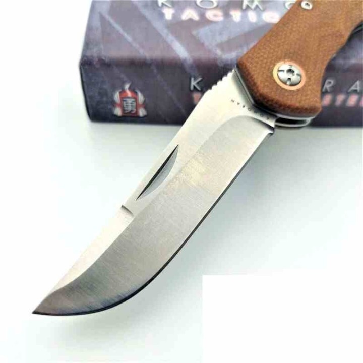 Couteau Komoran Tanto Lockback Brown Manche Micarta Lame Acier Inox Clip KO039 - Livraison Gratuite