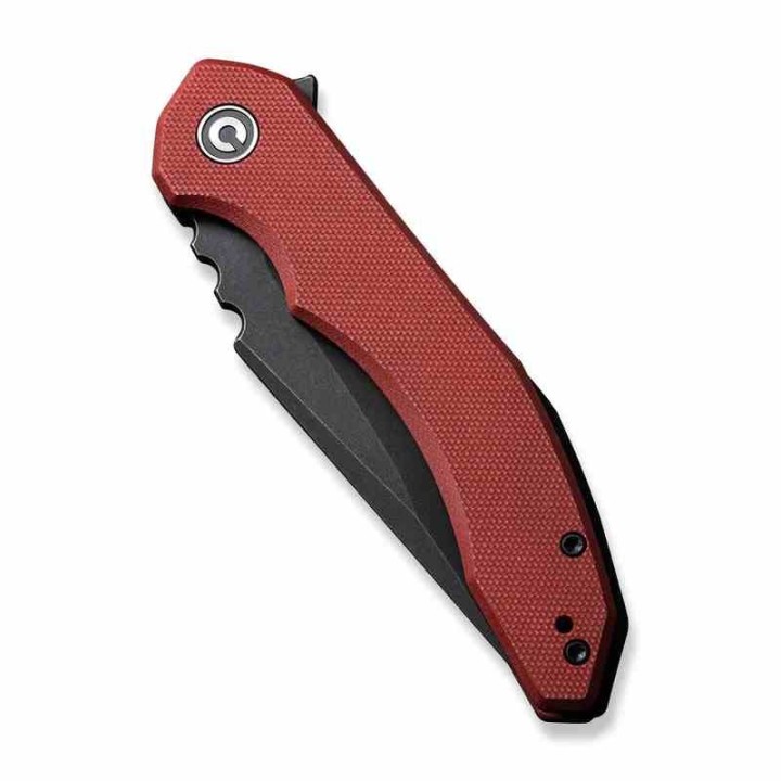Couteau CIVIVI Bluetick Burgundy Manche G10 Lame Drop Point Acier 14C28N Blk IKBS Linerlock CLip CIVC230502 - Livraison Gratuite