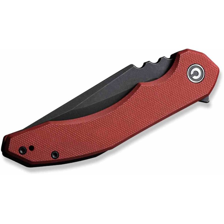 Couteau CIVIVI Bluetick Burgundy Manche G10 Lame Drop Point Acier 14C28N Blk IKBS Linerlock CLip CIVC230502 - Livraison Gratuite