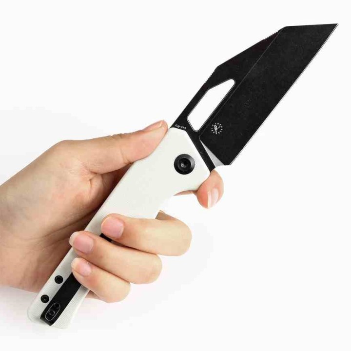 Couteau KANSEPT Egress White Manche G10 Lame Acier 14C28N Tanto Reverse BLK Linerlock Clip KT1033A4 - Livraison Gratuite