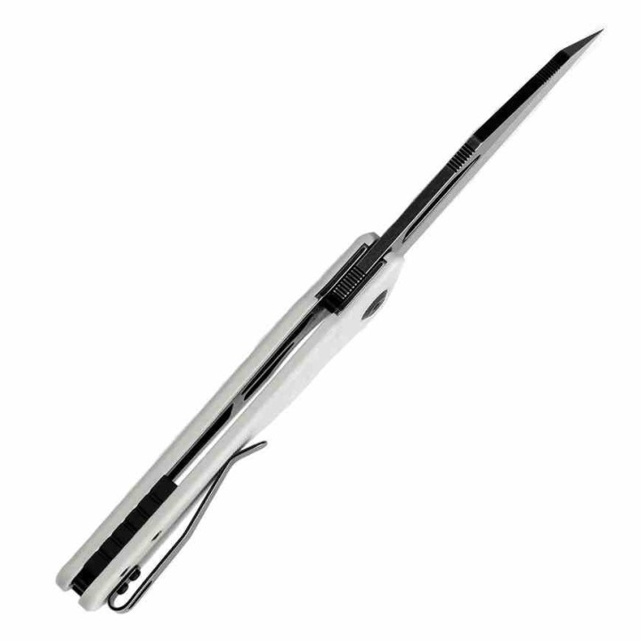 Couteau KANSEPT Egress White Manche G10 Lame Acier 14C28N Tanto Reverse BLK Linerlock Clip KT1033A4 - Livraison Gratuite