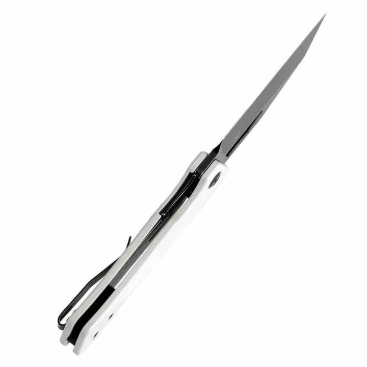Couteau KANSEPT Egress White Manche G10 Lame Acier 14C28N Tanto Reverse BLK Linerlock Clip KT1033A4 - Livraison Gratuite