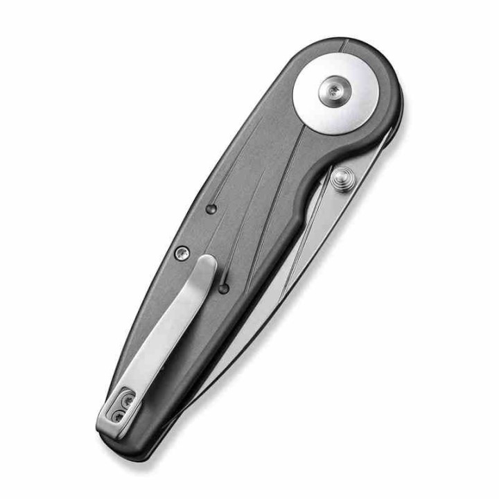Couteau CIVIVI Starflare Gray Manche Alu Lame Wharncliffe Acier Nitro-V Satin IKBS Button Lock CIVC230522 - Livraison Gratuite
