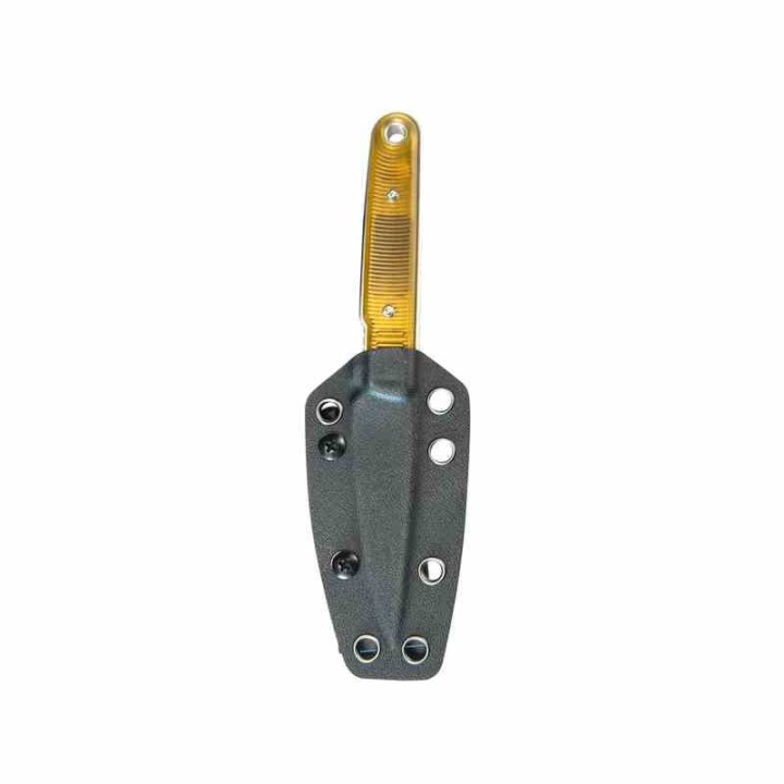 Couteau Kubey JL Fixie Yellow Manche Ultem Lame Beadblast Acier 14C28N Etui Kydex KUB356C - Livraison Gratuite