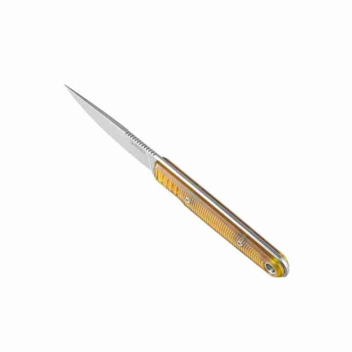 Couteau Kubey JL Fixie Yellow Manche Ultem Lame Beadblast Acier 14C28N Etui Kydex KUB356C - Livraison Gratuite