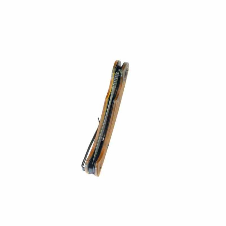 Couteau Kubey Scimitar Yellow Manche Ultem Lame Acier 14C28N Blackwash IKBS Linerlock Clip KUB173H - Livraison Gratuite