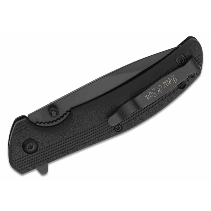Couteau Tactical Bear & Son Sideliner Lame Acier 440 Combo Edge Manche Black Zytel Linerlock USA BC778BSR - Livraison Gratuite