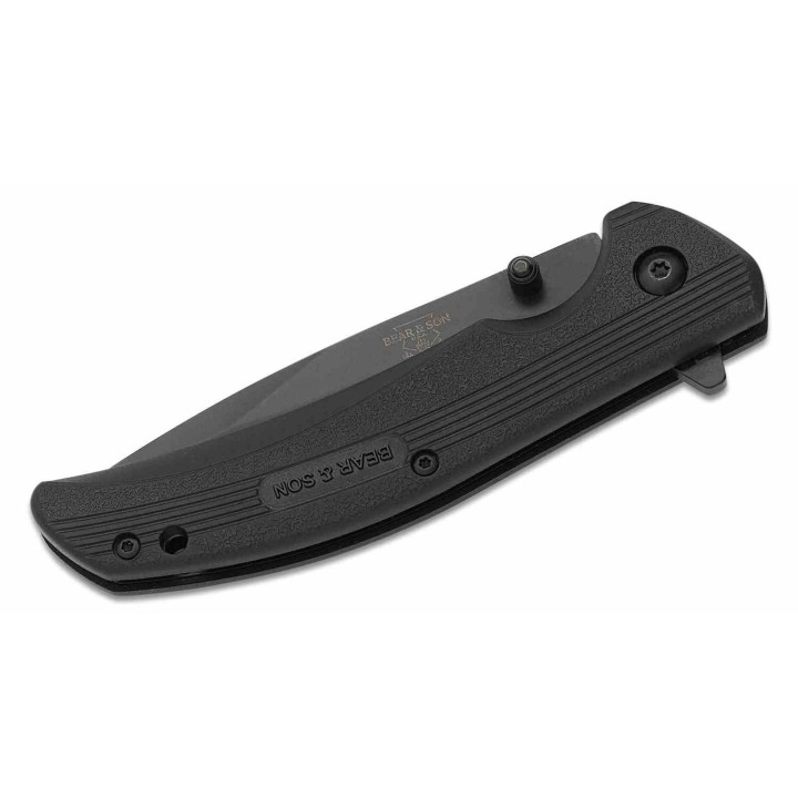 Couteau Tactical Bear & Son Sideliner Lame Acier 440 Combo Edge Manche Black Zytel Linerlock USA BC778BSR - Livraison Gratuite