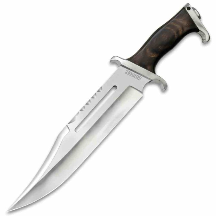 Couteau Rambo Hibben III Bowie Lame Acier 7Cr13 Manche Bois Etui Cuir UC3599 - Livraison Gratuite
