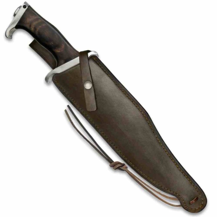 Couteau Rambo Hibben III Bowie Lame Acier 7Cr13 Manche Bois Etui Cuir UC3599 - Livraison Gratuite