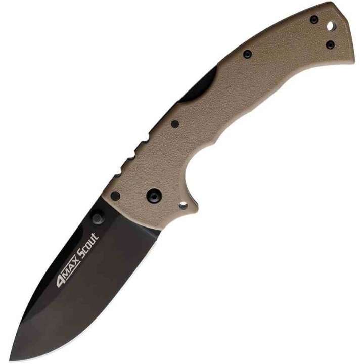 Couteau Cold Steel 4-Max Scout Desert Tan Lame Acier AUS-10A BLK Manche Griv-Ex Lockback CS62RQDTBK - Livraison Gratuite