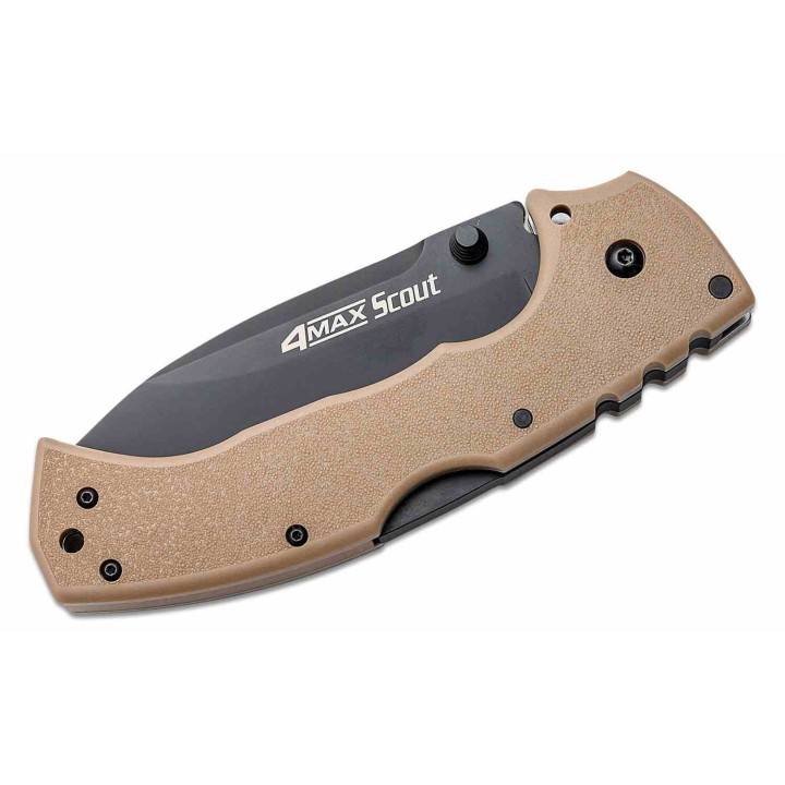 Couteau Cold Steel 4-Max Scout Desert Tan Lame Acier AUS-10A BLK Manche Griv-Ex Lockback CS62RQDTBK - Livraison Gratuite
