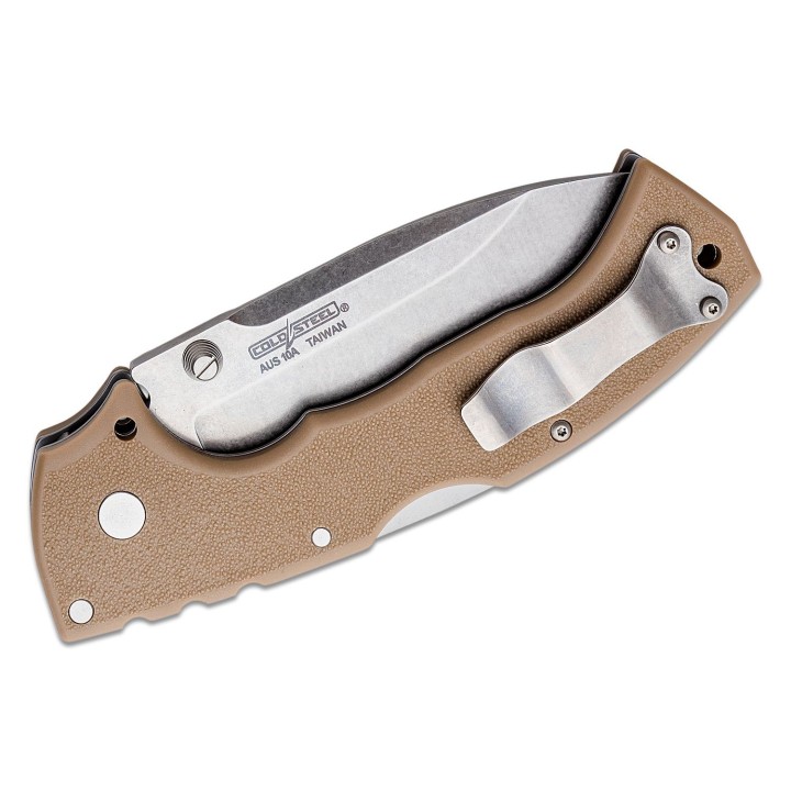 Couteau Cold Steel 4-Max Scout Desert Tan Lame Acier AUS-10A Manche Griv-Ex Lockback CS62RQDTSW - Livraison Gratuite