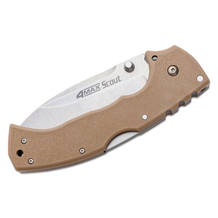 Couteau Cold Steel 4-Max Scout Desert Tan Lame Acier AUS-10A Manche Griv-Ex Lockback CS62RQDTSW - Livraison Gratuite