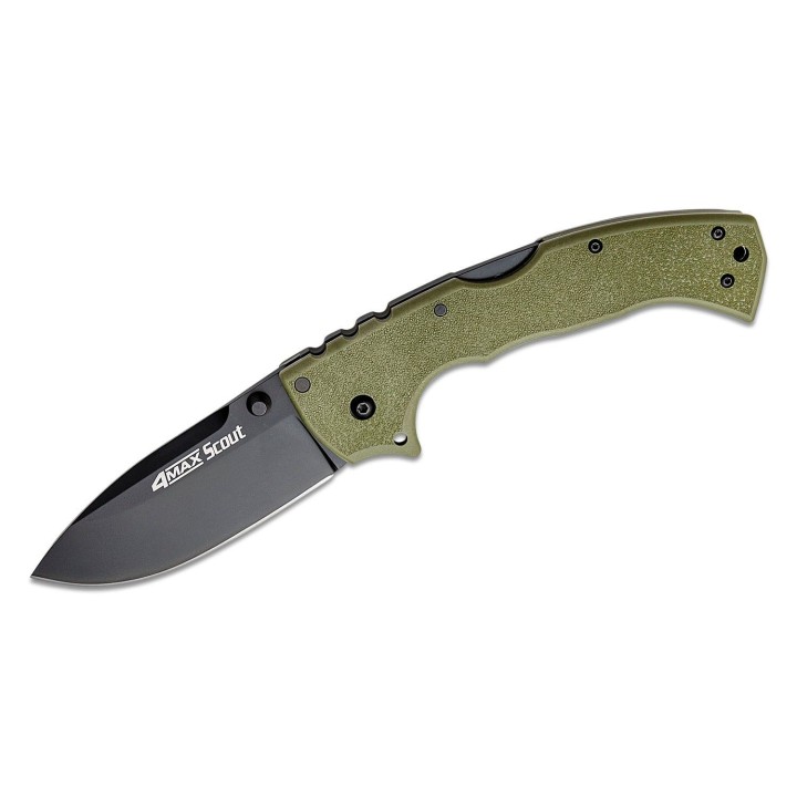 Couteau Cold Steel 4-Max Scout OD Green Lame Acier AUS-10A Black Manche Griv-Ex Lockback CS62RQODBK - Livraison Gratuite