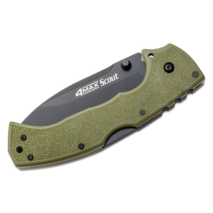 Couteau Cold Steel 4-Max Scout OD Green Lame Acier AUS-10A Black Manche Griv-Ex Lockback CS62RQODBK - Livraison Gratuite