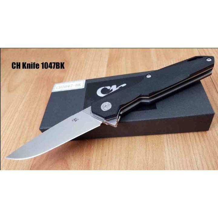 Couteau CH Knives Black Manche G10 Lame Acier D2 IKBS Linerlock Clip CH1047BK - Livraison Gratuite