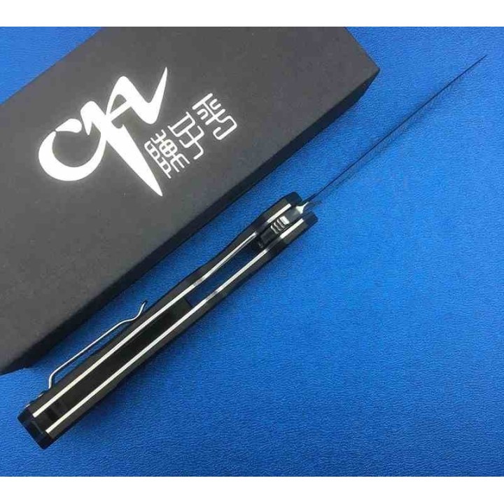 Couteau CH Knives Black Manche G10 Lame Acier D2 IKBS Linerlock Clip CH1047BK - Livraison Gratuite