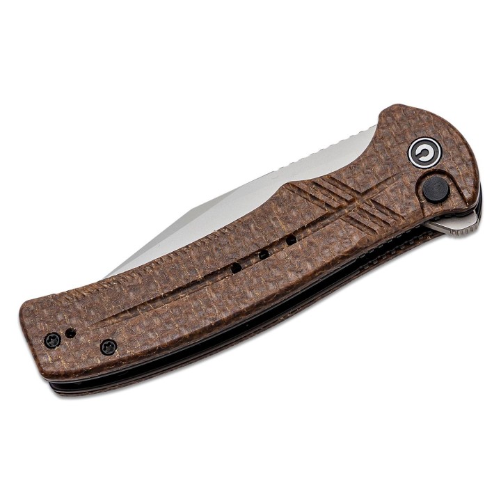 Couteau CIVIVI Cogent Brown Button Lock Manche Micarta Lame Acier 14C28N IKBS Clip CIVC20038D6 - Livraison Gratuite