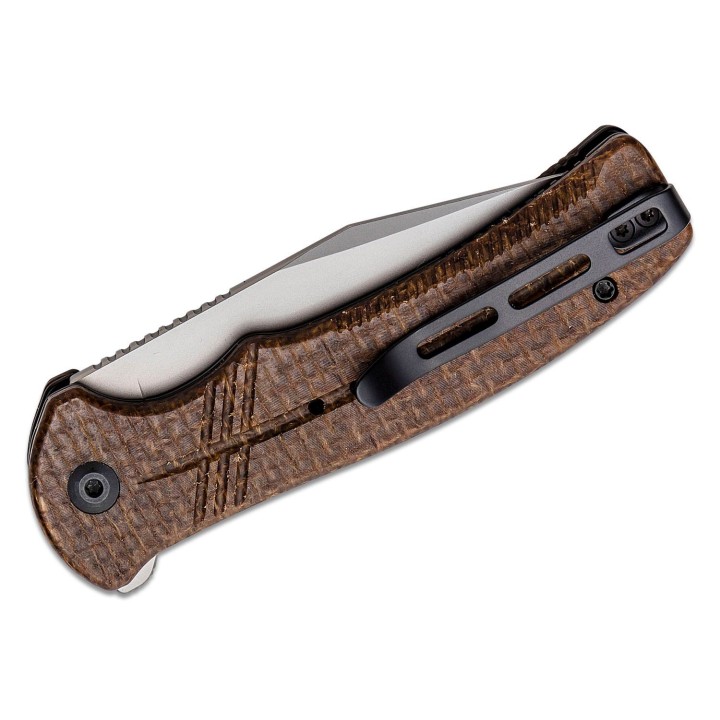 Couteau CIVIVI Cogent Brown Button Lock Manche Micarta Lame Acier 14C28N IKBS Clip CIVC20038D6 - Livraison Gratuite