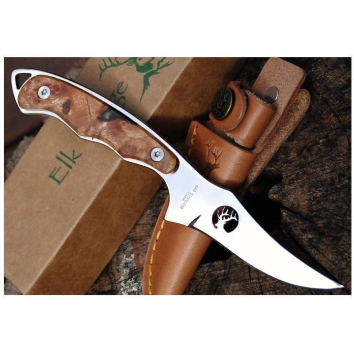 Couteau SKINNER ELK RIDGE ER059 CHASSE Sharpfinger Style Burlwood