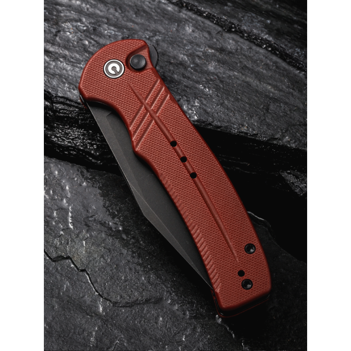 Couteau CIVIVI Cogent Burgundy Button Lock Manche G10 Lame Acier 14C28N Part Serr IKBS Clip CIVC20038E2 - Livraison Gratuite