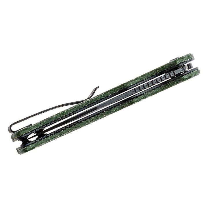 Couteau CIVIVI Cogent Green Button Lock Manche Micarta Lame Acier 14C28N Part Serr IKBS Clip CIVC20038E4 - Livraison Gratuite