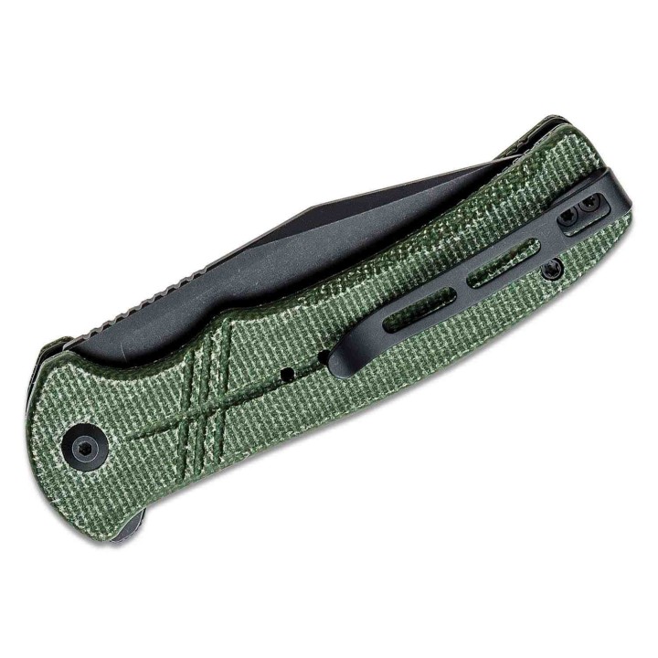 Couteau CIVIVI Cogent Green Button Lock Manche Micarta Lame Acier 14C28N Part Serr IKBS Clip CIVC20038E4 - Livraison Gratuite