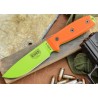Couteau de Survie Esee Model 4 Plain Lame carbone 1095 Venom Green Orange G-10 Made In USA ES4PVG - Livraison Gratuite