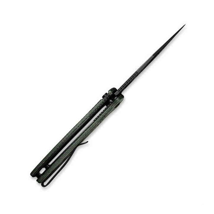 Couteau CIVIVI Cogent Green Button Lock Manche Micarta Lame Acier 14C28N Part Serr IKBS Clip CIVC20038E4 - Livraison Gratuite