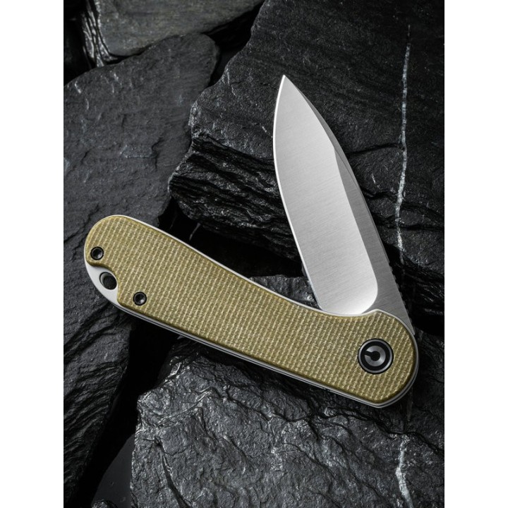 Couteau Civivi Elementum Green Lame Acier D2 Manche Micarta Linerlock Clip CIVC907S - Livraison Gratuite