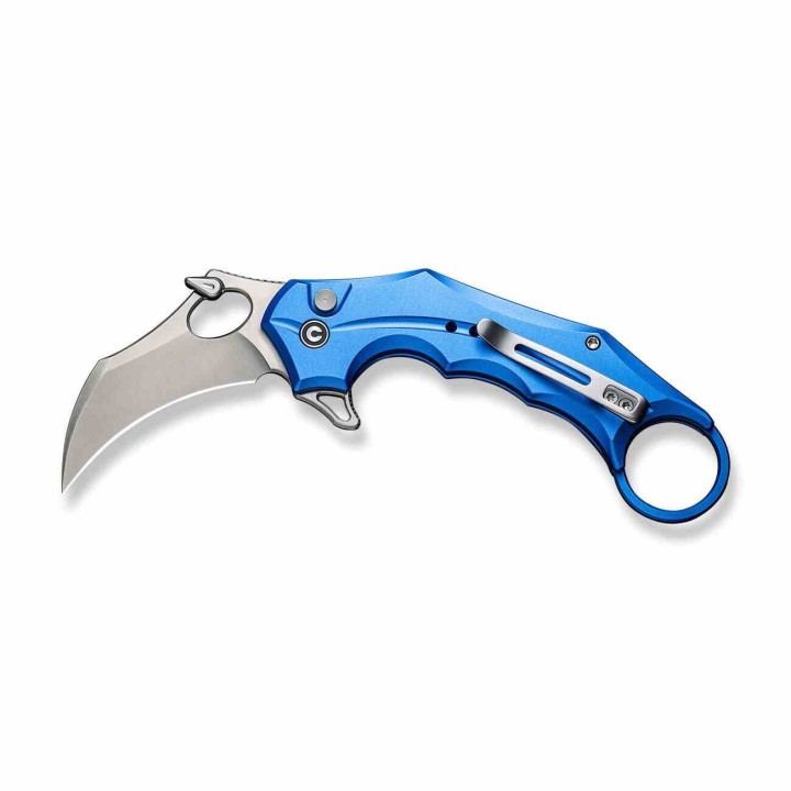 Couteau CIVIVI Incisor II Blue Karambit Lame Acier Nitro-V Manche Alum IKBS Button Lock Clip CIVC16016B2 - Livraison Gratuite