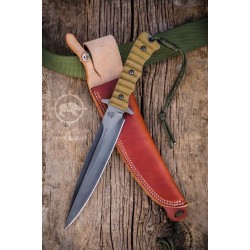 Couteau TOPS Wild Pig Hunter Fighting Carbone 1095 Manche Micarta Etui Cuir Made In USA TPWPH07 - Livraison Gratuite