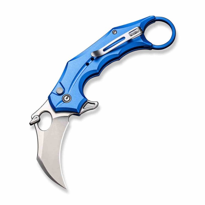 Couteau CIVIVI Incisor II Blue Karambit Lame Acier Nitro-V Manche Alum IKBS Button Lock Clip CIVC16016B2 - Livraison Gratuite